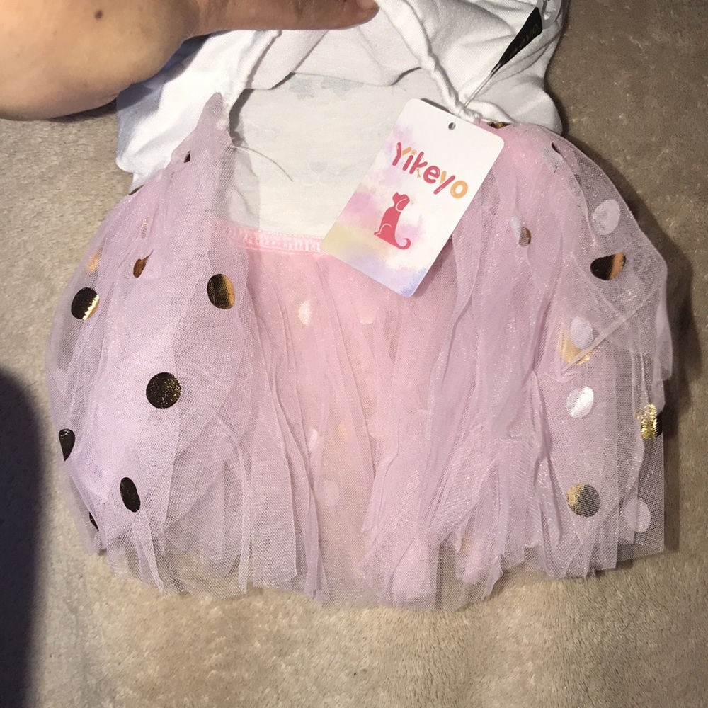 Yikeyo doggy dress with bunny 🐰 rabbit dots and floral design New - Picture 3 of 5
